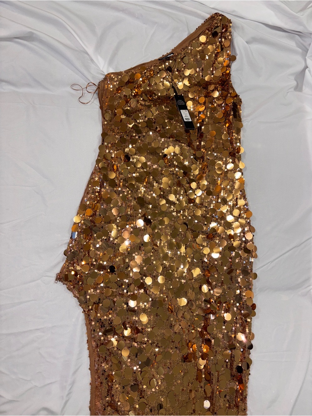 Gold Sequin One-Shoulder Dress - FashionNova